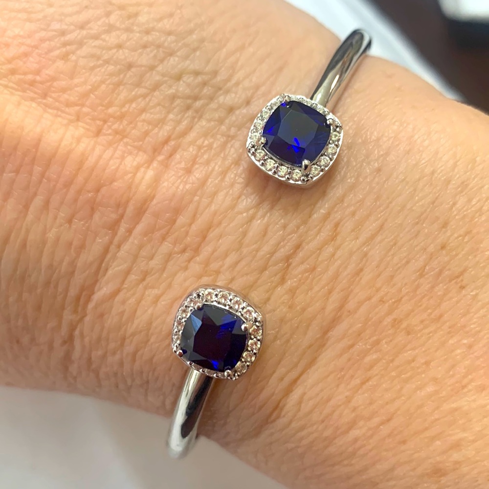 NWT JTV 3.98CTW LAB CREATED BLUE & LAC CREATED WHITE SAPPHIRE CUFF BRACELET
